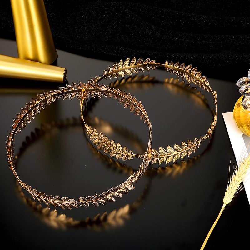 meekoo 3 Pcs Roman Laurel Wreath Crown Gold Metal Leaf Greek Goddess Accessories Toga Costume Emperor Headband Headpiece Women Men - Image 4